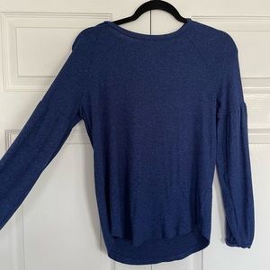 Blue Puff Sleeve Thin Sweater